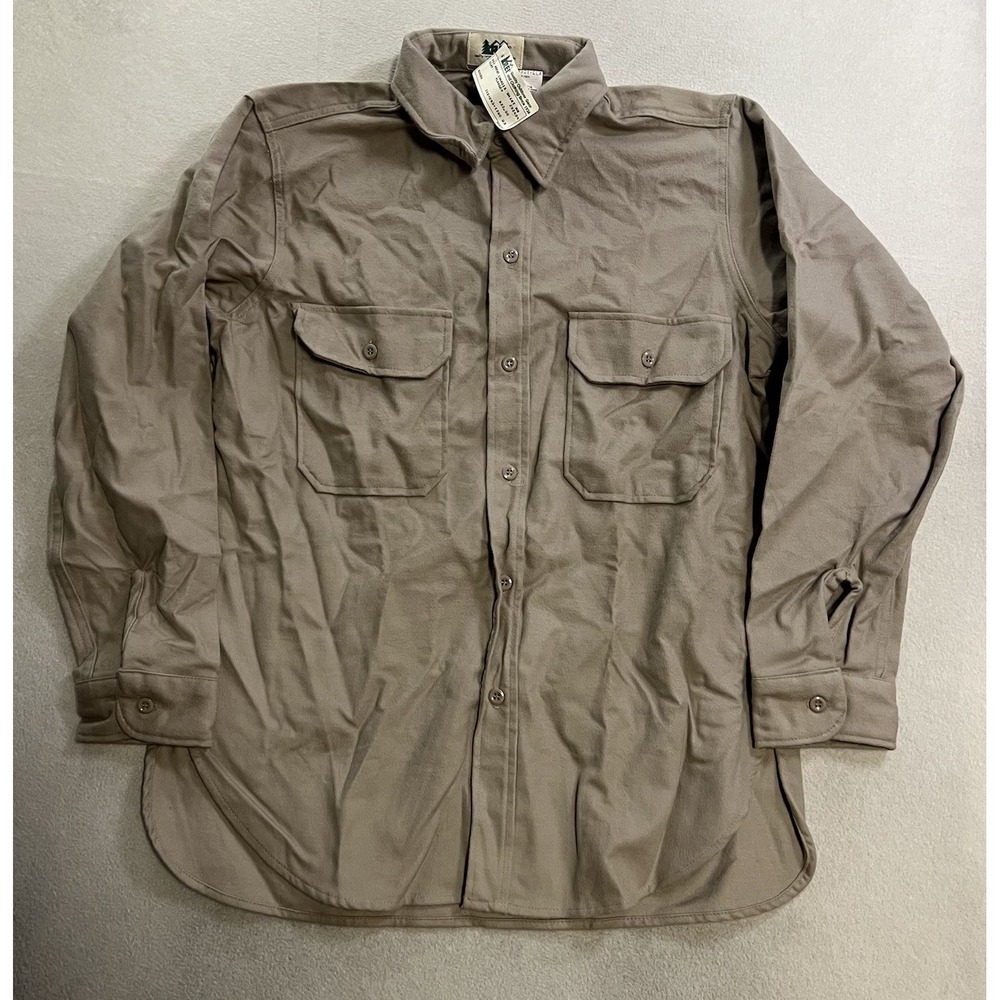 Vintage REI 80s Western Chamois Button Shirt Men's Size Large USA Beige